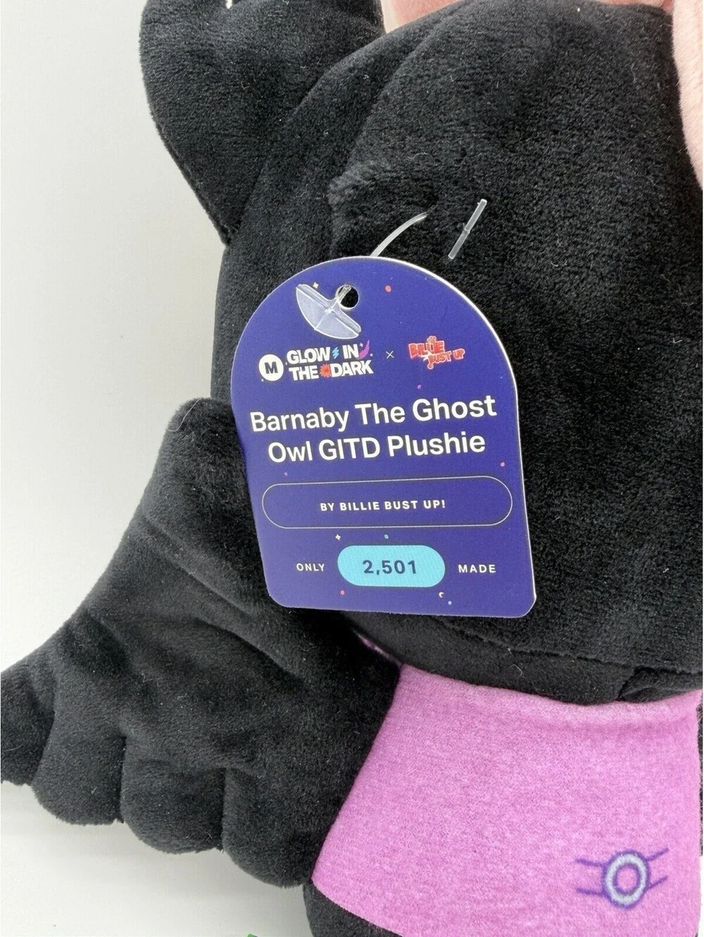 makeship Squishmallows Barnaby Ghost Owl Glow in Dark Plush Black/Purple Small
